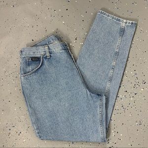 Vintage 90s Wrangler Stonewash Blue Mom Jeans High Waist Tapered Leg 14 32"x31"